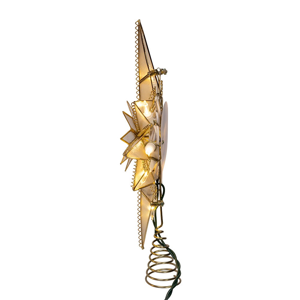 Kurt Adler 10.5-Inch 10-Light LED Capiz Bethlehem Star Tree Topper